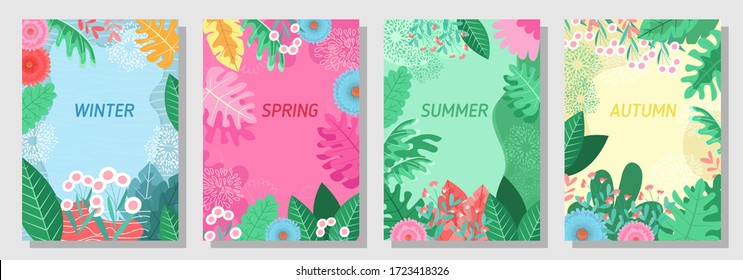 Vector set nature background, nature cards, banner, cover, templates, posters.