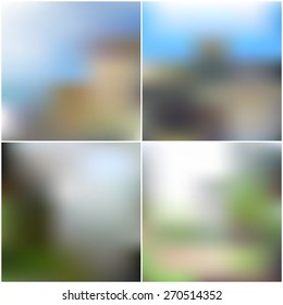 Vector set of nature blurred unfocused backgrounds