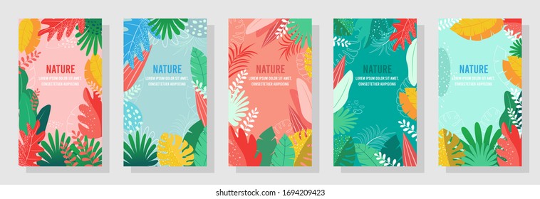 Vector set nature design template or natural cover, Nature background, banner, posters, tropical leaf.