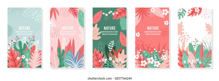 Vector set nature design template or natural cover, Nature background, banner, posters, tropical leaf.