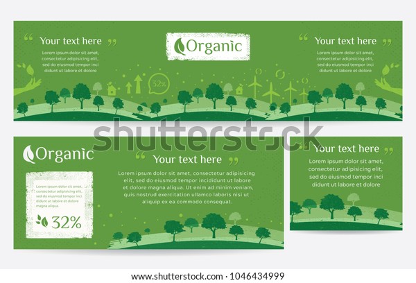 Vector Set Nature Ecology Organic Environment Stock Vector