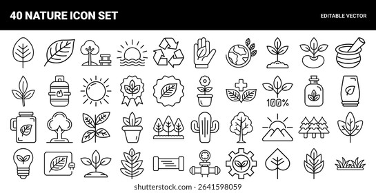 Vector set of nature icon illustration perfect for eco-friendly projects and web design elements