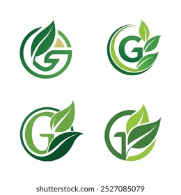 vector set nature and initial G logo design