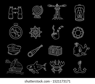 Vector set with nautical accessories and sea equipment