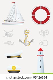 Vector set of nautical design elements