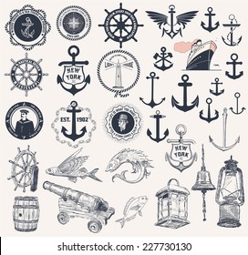 Vector. Set of nautical elements