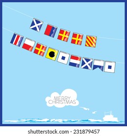 A vector set of Nautical flags with letters of Merry Christmas