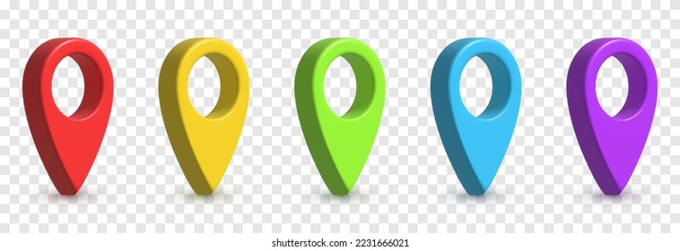 Vector set of navigation markers on a transparent background. PNG location point, multicolored navigation markers png. Navigation application.
