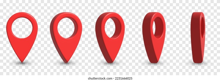 Vector set of navigation markers on a transparent background. PNG location point, red navigation marker png. Navigation application.