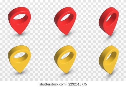 Vector set of navigation markers on a transparent background. PNG location point, multicolored navigation markers png. Navigation application.