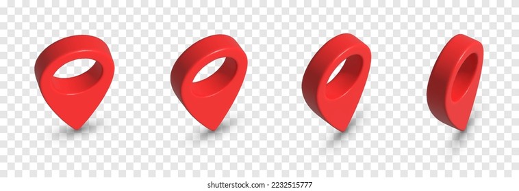 Vector set of navigation markers on a transparent background. PNG location point, red navigation marker png. Navigation application.