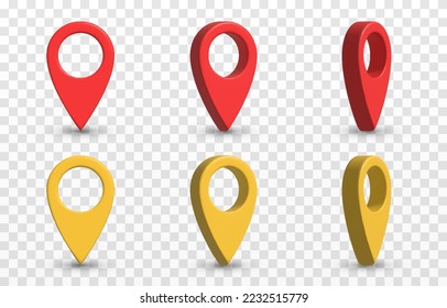 Vector set of navigation markers on a transparent background. PNG location point, multicolored navigation markers png. Navigation application.