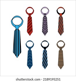 Conjunto vectorial de ilustraciones Necktie sobre fondo blanco 