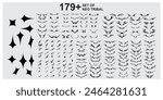 Vector set Neo tribal shape. Gothic Y2K sharp elements, abstract symmetrical design, various decorative elements. Acid Neo-tribal shapes. Tattoo. Neo Gothic. Organic fluid shapes. Brutality futuristic