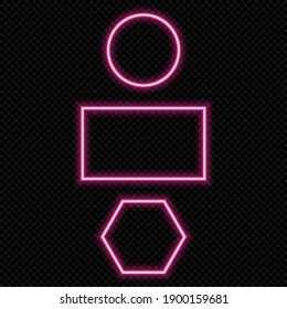 Vector Set Of Neon Frames Of Different Colors. Different Colors Of Neon Light Png. Neon, Png Frame. Frames For Text. Neon Lights. Vector Image.