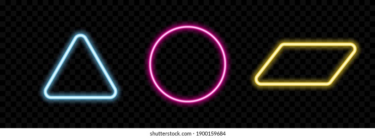 Vector Set Of Neon Frames Of Different Colors. Different Colors Of Neon Light Png. Neon, Png Frame. Frames For Text. Neon Lights. Vector Image.