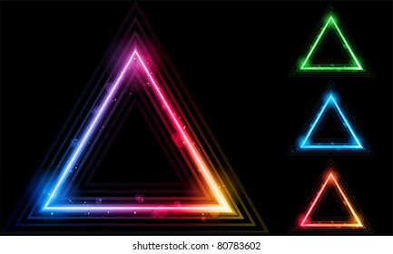 Vector - Set of  Neon Laser Triangle Border