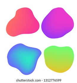 Vector set of neon liguid shapes. Gradient iridescent bubbles for text for business page. Template with pink, ultra violet, blue, yellow fluid fluorescent clouds for banner, logo, web design. EPS10