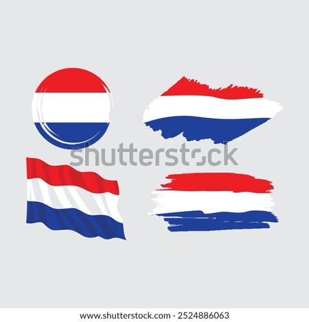 vector set netherlands national flag