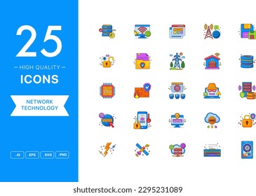 Vector set of Network Technology icons