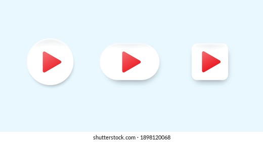 Vector set of neumorphic design UI elements for video mobile app.