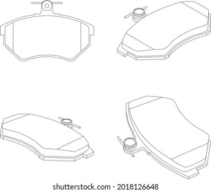 Vector set of new car break pads for replacement without sensor