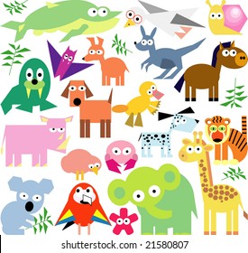 vector set of new geo animals 24