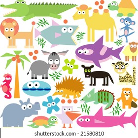 vector set of new geo animals 25