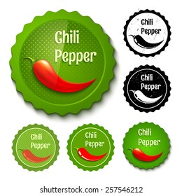 Vector set of new and retro chili stamps