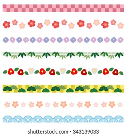 Vector set of New year borders of Japanese