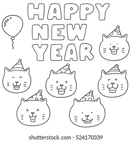 vector set of new year celebration, cat