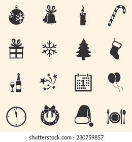 Vector Set of New Year and Christmas Icons