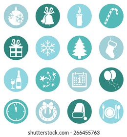 Vector Set of New Year and Christmas Icons