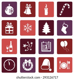 Vector Set of New Year and Christmas Icons