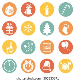 Vector Set of New Year and Christmas Icons