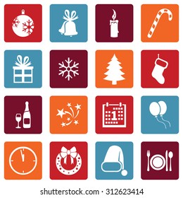 Vector Set of New Year and Christmas Icons