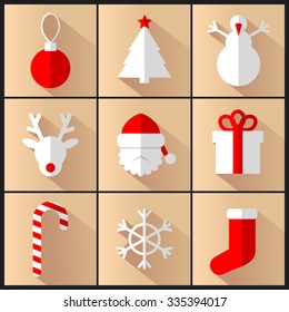 Vector set of new year and christmas pictures