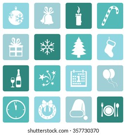Vector Set of New Year and Christmas Icons