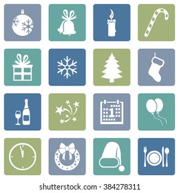Vector Set of New Year and Christmas Icons