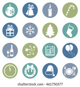 Vector Set of New Year and Christmas Icons