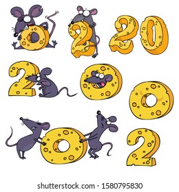Vector set of New year mice