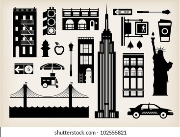 Vector set of New York city icons