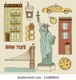 Vector set of New York city icons