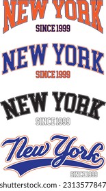 Vektorset NEW YORK Varsity Graphics, Vintage Baseball Font, Athletic Typografie