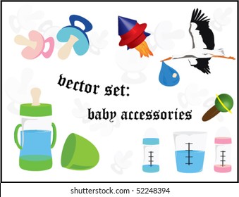 vector set: newborn child accessories