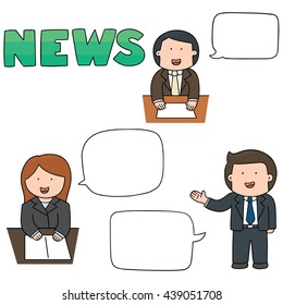 vector set of news announcer