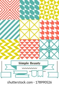 Vector set of nine backgrounds and ribbons for designers. 