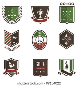 Vector Set Of Nine Colored Golf Emblems