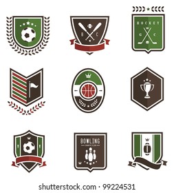 Vector set of nine colored sport emblems