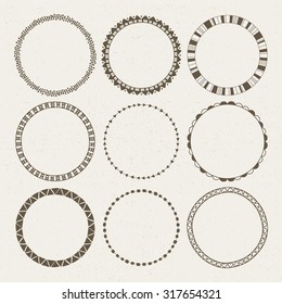 Vector set of nine different frames. Vector isolated illustration.